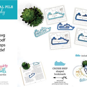 Segnalibro laser nave da crociera in formato svg, file laser a tema vacanza, segnalibro laser crociera in formato svg, file laser Scrap buster, segnalibro stile clip in formato svg