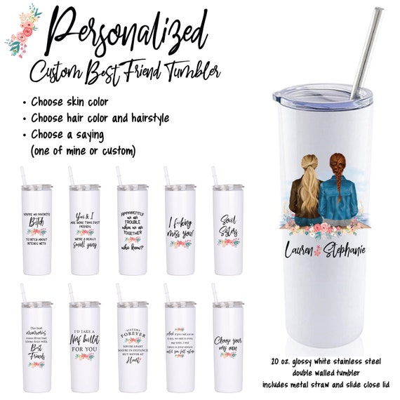 Download 20 Oz Tumbler Best Friend Bestie Skinny Tumbler Gift For Etsy