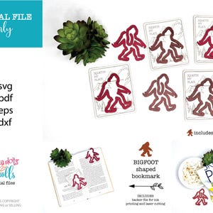 Archivo de marcador láser Bigfoot, archivos láser Bigfoot, destructores de chatarra láser, archivos láser fáciles, archivos láser de animales, clip style laser bookmark svg