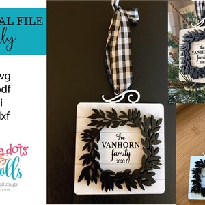 Custom Christmas Ornament files, Glowforge Ornament files, SVG Digital Personalization Christmas, files for laser cutting, Laser cut files