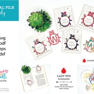 File segnalibro laser coccinella, file segnalibro laser insetto svg, file segnalibro bambini, file laser Scrap Buster, file segnalibro Glowforge svg, file segnalibro insetto svg