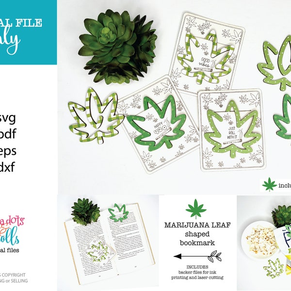 Marijuana leaf bookmark laser file, Cannabis related bookmark, Weed bookmark laser svg, Glowforge scrap busters, Happy 420 files, Hemp laser