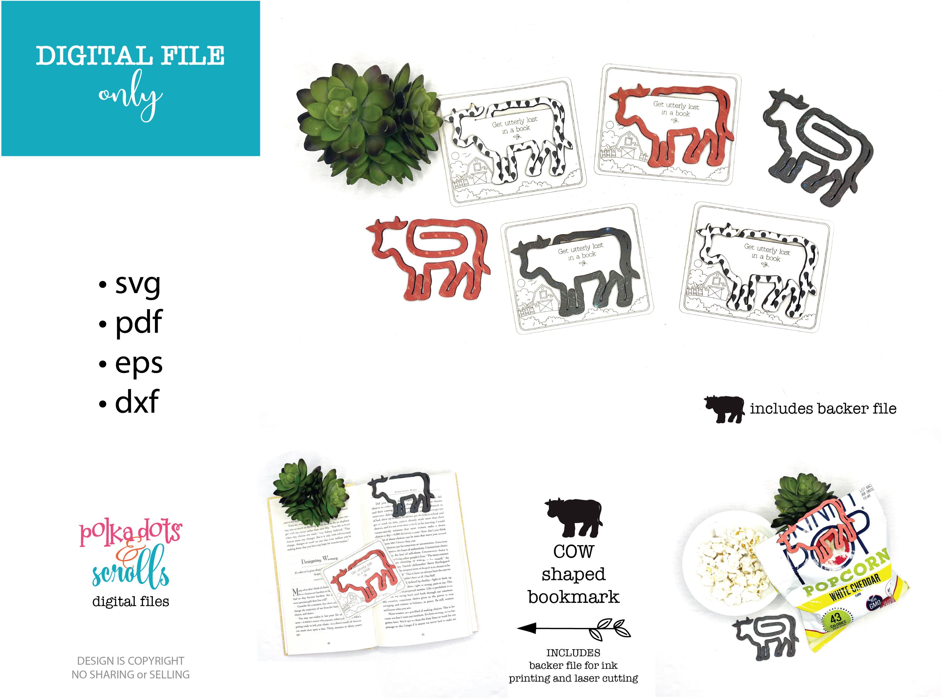 Cow File Set Cow Bookmark File, Laser Cow Files, Laser Scrap Buster Files, Farm ...