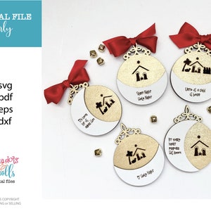 Nativity Ornament svg,  Christ centered svg ornaments, SVG Nativity, Christmas Nativity Ornament svg files, Glowforge Nativity scene, laser