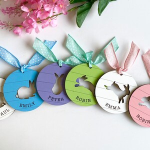 Easter Basket tag SVG files, Laser kids name tags, Laser SVG Easter, Glowforge Easter files, Digital files for Easter, Custom Easter tag SVG image 3