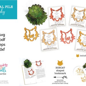 Marcador láser de Bobcat svg, Archivos láser de vida silvestre, Archivos de animales para niños, Eliminadores de recortes láser, Marcador estilo clip, Marcador para niños svg, Láser fácil