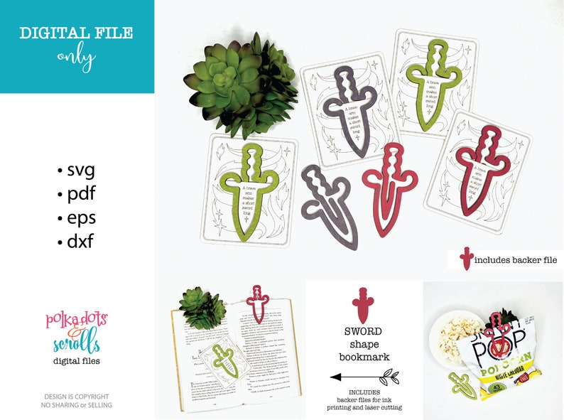 Fantasy Dagger Bookmark SVG & STL, Medieval Laser Cut File - Etsy