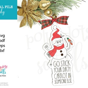 Naughty Christmas Snowman laser file, Funny laser ornament svg, Snowman Christmas ornament files, Funny Christmas laser ornament