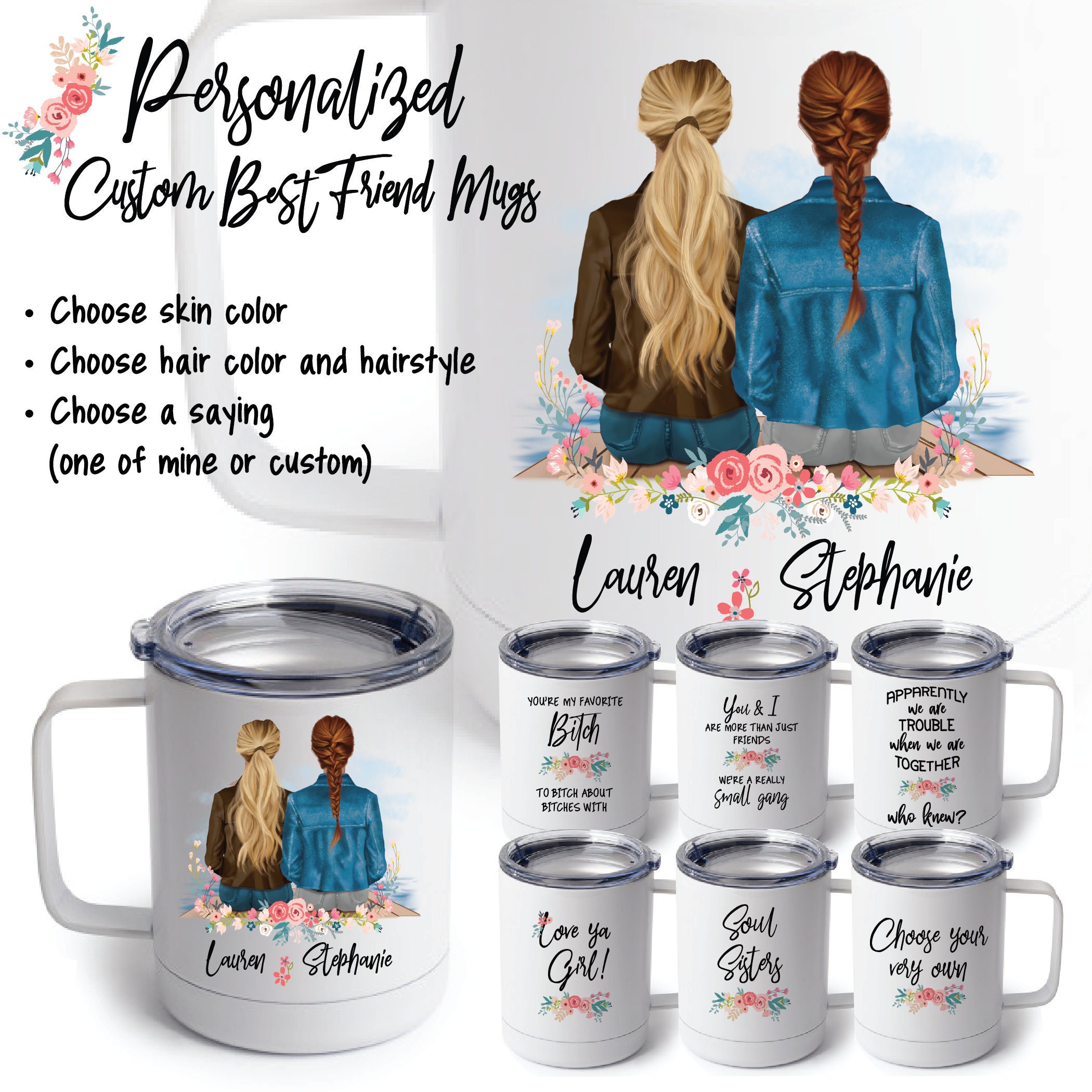 Personalized best friend mugs, Bestie mug, Gift for best friend, BFF …