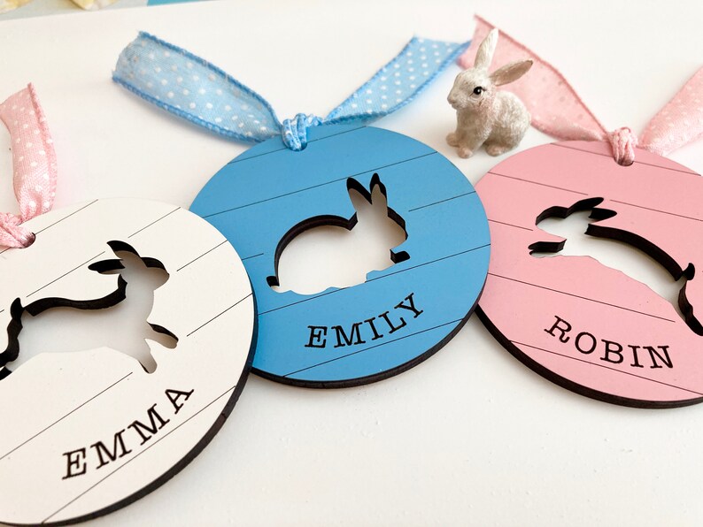 Easter Basket tag SVG files, Laser kids name tags, Laser SVG Easter, Glowforge Easter files, Digital files for Easter, Custom Easter tag SVG image 4