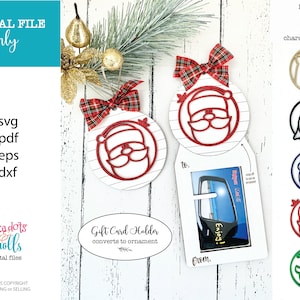 Christmas Gift Card Holder, Laser gift card holder file, Ornament Gift card holder, Christmas ornament gift card svg, Files for gift cards