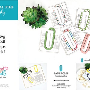 Laserbladwijzerbestanden, groot papercliplaserbestand, snackclip svg-bestand, bestanden boekenliefhebber, Scrap Buster-bestanden, laserbeginnersbestanden