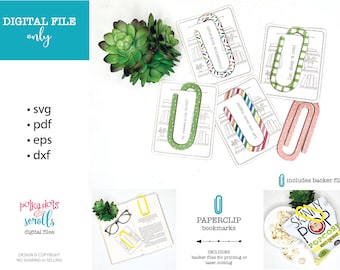 Laser bookmark files, Large paperclip laser file, Snack clip svg file, Book lover files, Scrap Buster files, Laser beginner files