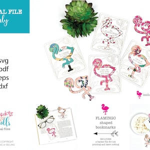 Flamingo vormige bladwijzer laserbestand, bladwijzer svg strand thema, vogel bladwijzer laserbestand, laser scrap buster bestanden, flamingo bladwijzer svg