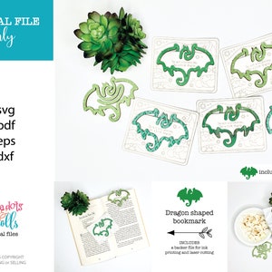 Dragon laser bladwijzerbestand, mystieke bladwijzerbestand, Dragon bladwijzer svg, laser scrap buster bestanden, Dragon bestand voor boekenliefhebber, bladwijzer svgs
