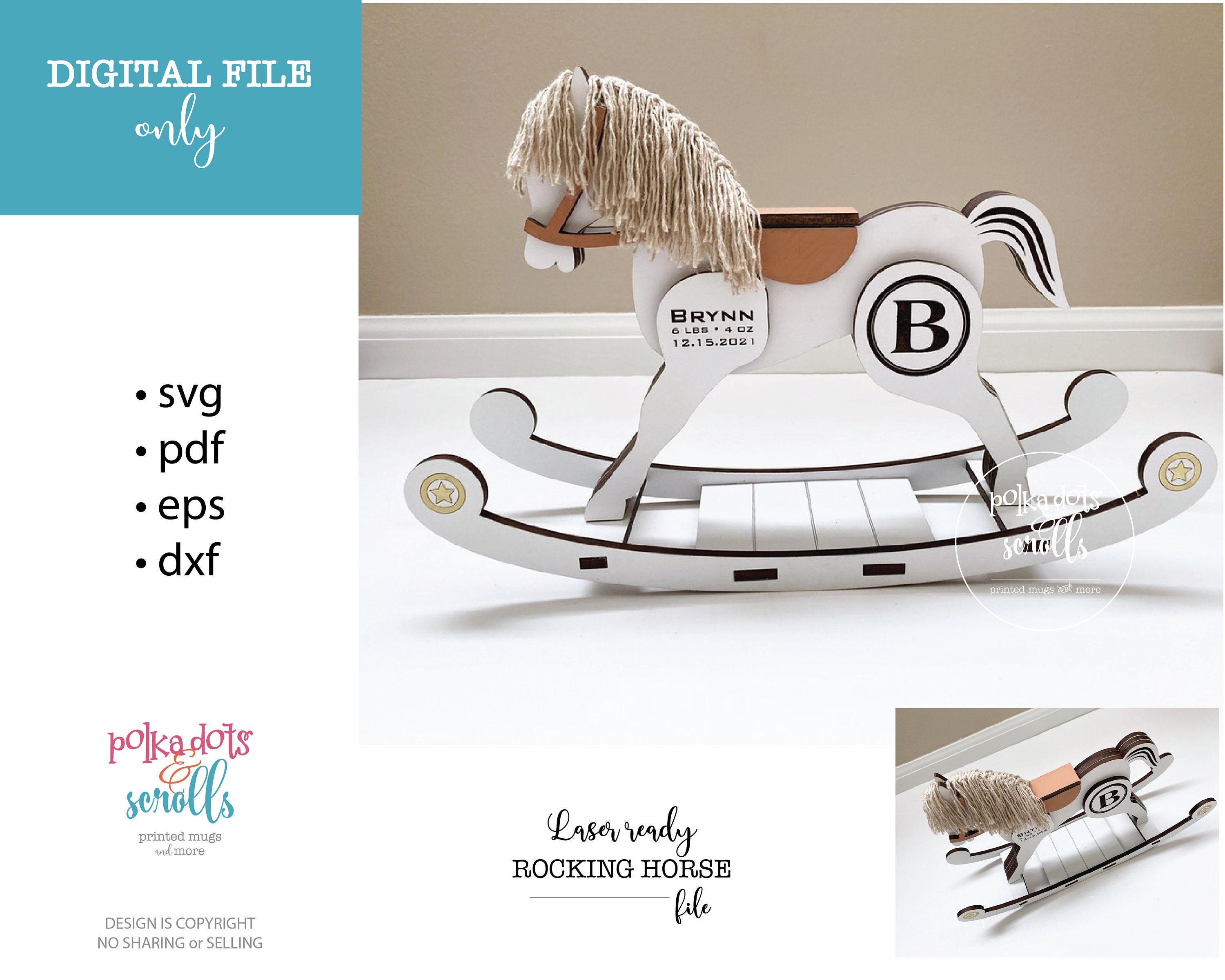 Download Rocking Horse file SVG birth gift Baby shower gift SVG | Etsy
