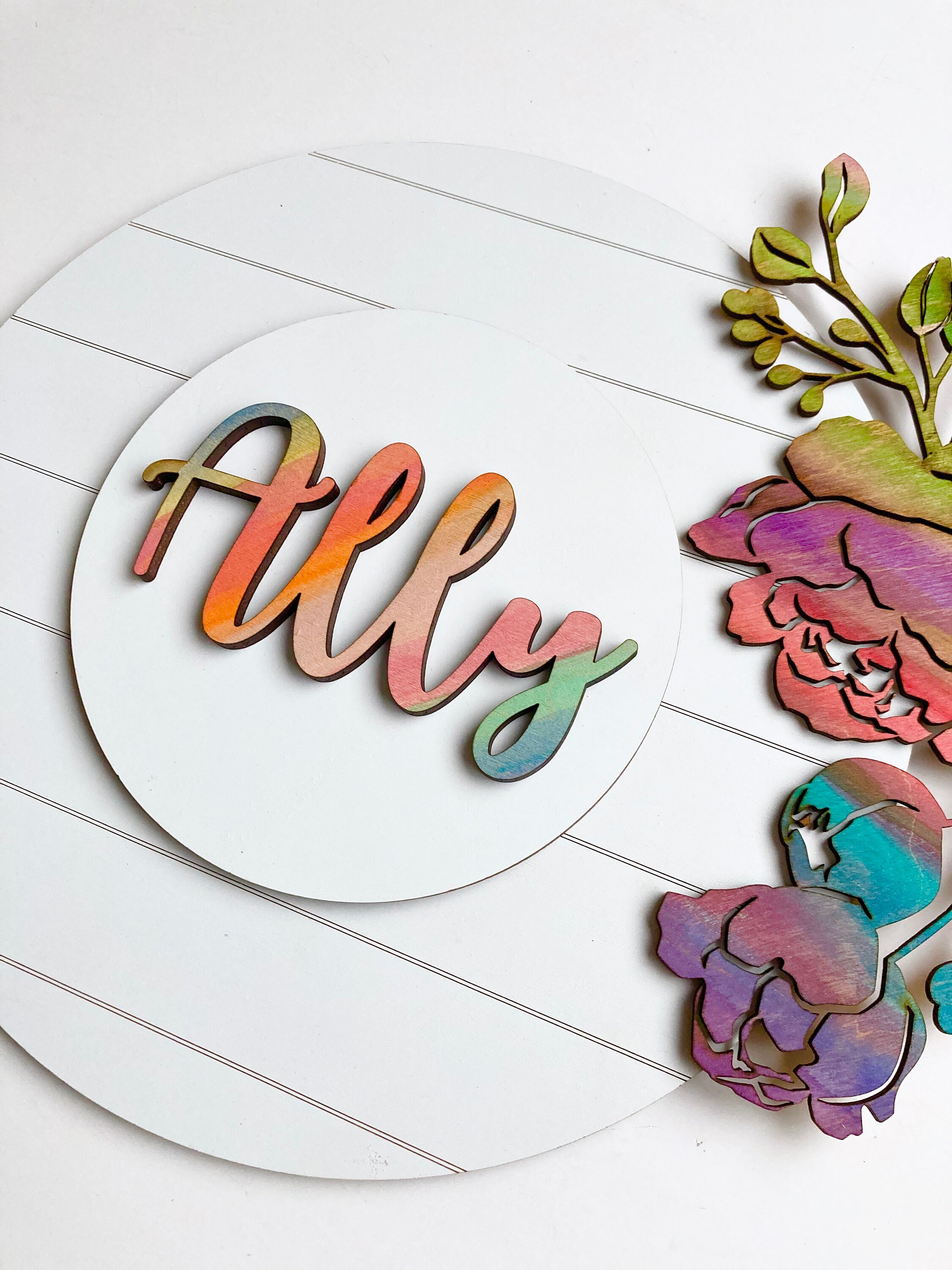 SVG Kids Sign Floral, Round Nursery Svg Digital File, Shiplap Files ...