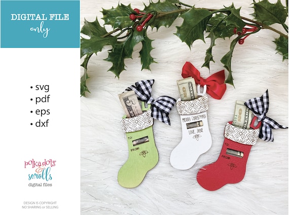 Christmas Stocking Money Holder Ornament File SVG Gift | Etsy