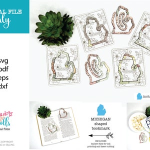 Michigan bookmark laser file, Michigan laser svg, State themed bookmark file, Laser Michigan digital cut file, United States bookmark files