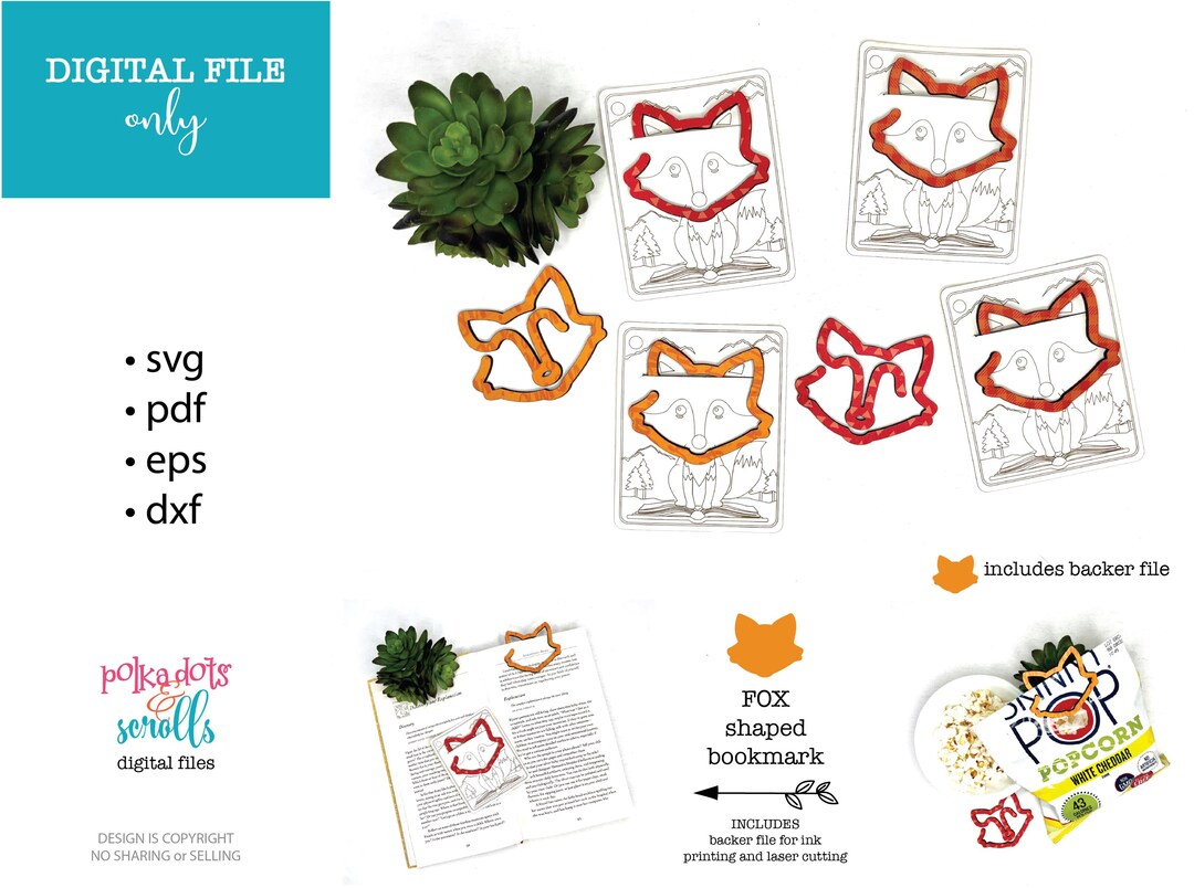 Fox Shaped Laser Bookmark File, Wild Life Laser Files, Laser Scrap ...