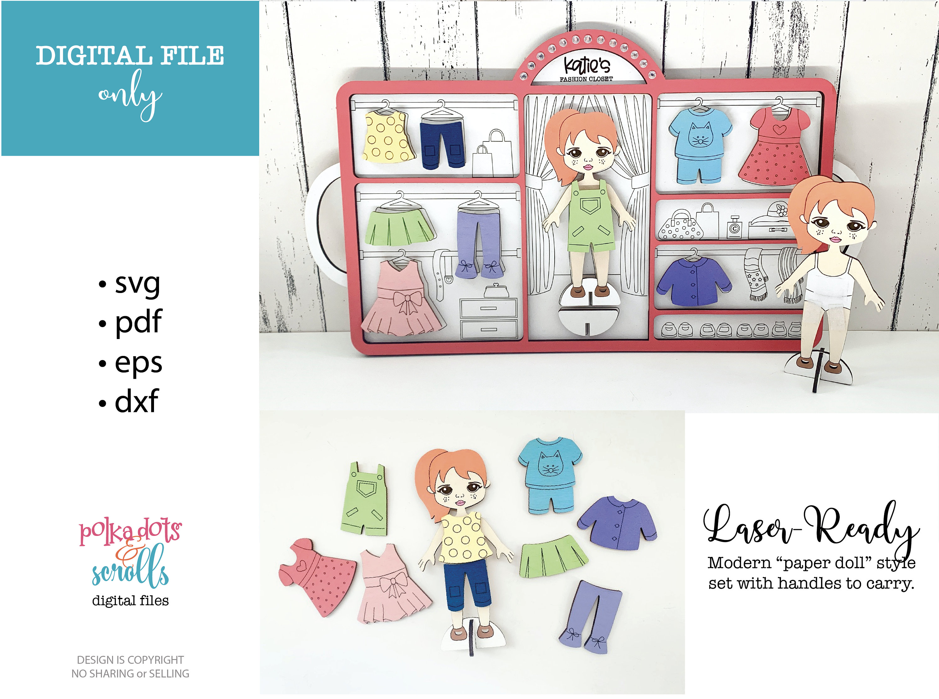 Laser Wooden paper Doll Style Set Laser Etsy