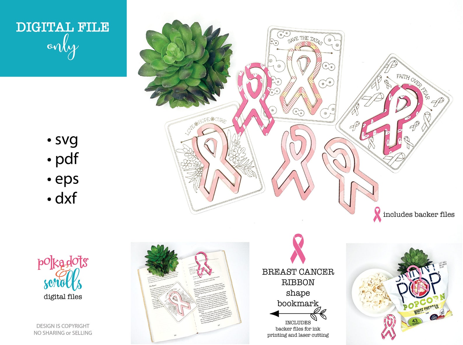 Breast Cancer Ribbon Bookmark Svg, Breast Cancer Laser File, Cancer ...