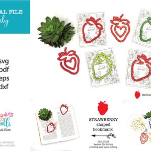 Arquivo de marcador de morango a laser, Arquivos de morango a laser, Eliminadores de sucata a laser, Marcador estilo clipe svg, Laser svg com tema de frutas, Laser svg fácil