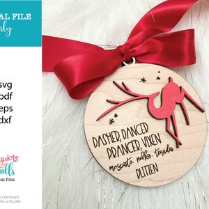 File digitale di ornamenti natalizi con renne, file svg di ornamenti natalizi divertenti, file laser di ornamenti correlati al vino, file svg di Natale Glowforge