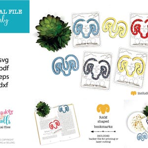 Archivo de marcador láser de carnero, marcador en forma de animal svg, marcadores láser estilo clip, destructores de desechos láser, archivos láser fáciles, marcadores para niños svg