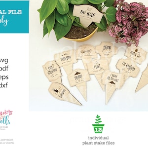 Grappige plant spike svg-bestand, plant stakes svg, bestand voor plant stakes, laserbestand voor plant stakes, plant gezegde svg-bestand, glowforge svg-bestand