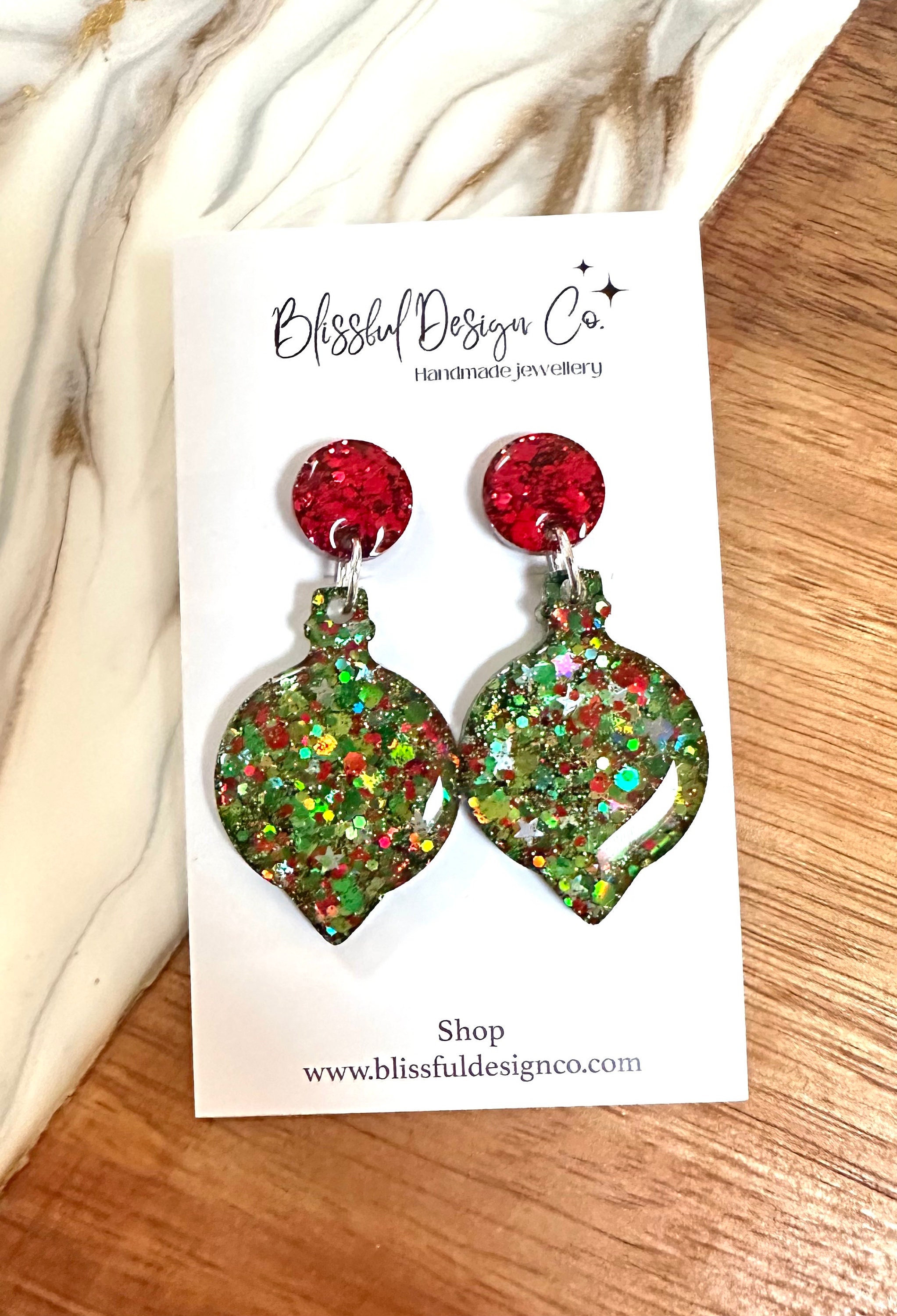 Grinch Inspired Christmas Bauble Earrings UK