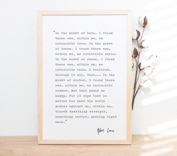 Albert Camus Inspirational Wall Art Print Motivational Quote Poster Home Decor