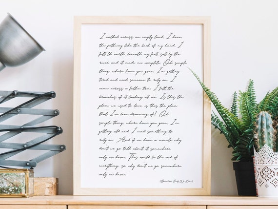 Autres Maison Rose Anglaise Chanson Lyrique Vintage Script Citation Imprime