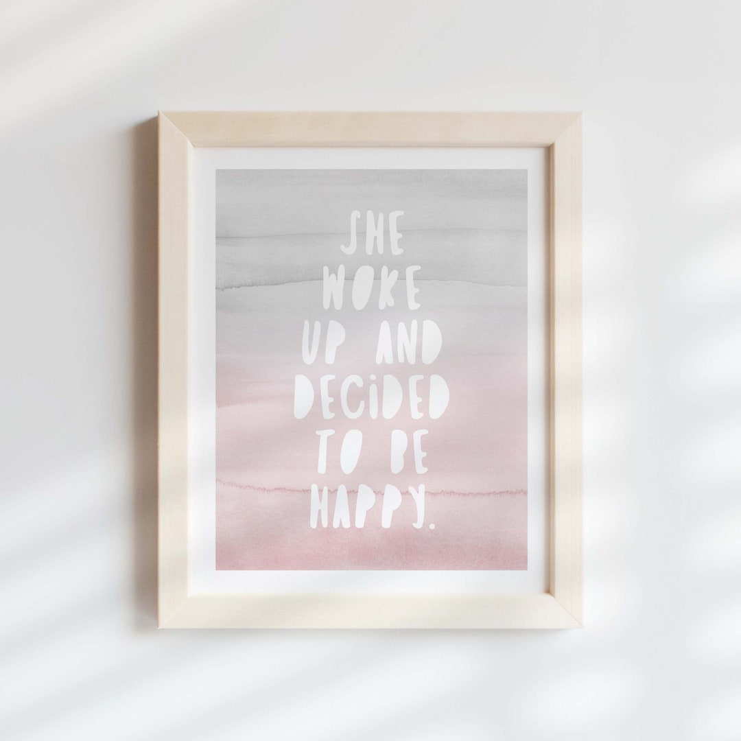Inspirational Wall Art Framed, Quote Wall Art, Be Happy Quote Print ...