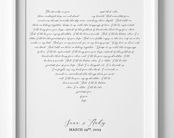 Wedding song lyrics, Paper anniversary gift, First dance song custom Print, Printable Poster, Anniversary Gift, Wedding anniversary gift