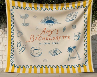 Bannière Bachelorette de plage | Toile de fond photo côtière, décoration de douche nuptiale, tapisserie de fête