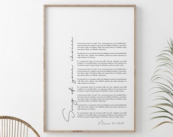 Custom Song lyrics, Wedding Song Lyrics, Custom Anniversary Gift,Song Lyric Wall Art, Custom Wedding Gift Idea