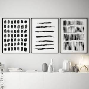Skandinavische Kunst abstrakte Aquarell Druck BUNDLE, minimalistischen Druck, zeitgenössische Wohnkultur, abstrakte Kunst Poster, Wohnzimmer schwarz weiß