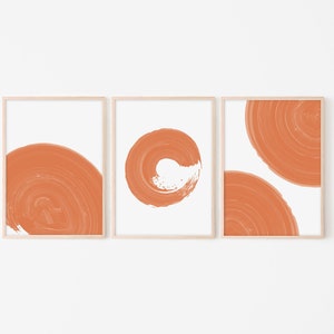 Abstract art orange Poster Bundle Mid Century Watercolour Art print Large Wall Art Prints orange Minimalist Print Modern Decor living room