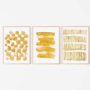 Arte escandinavo amarillo Oléoso, Cartel de la acuarela, Decoración contemporánea del hogar, cartel de arte abstracto, pintura de impresión de arte de acuarela de color amarillo oscuro