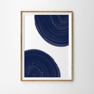 Cartel abstracto Indigo Pintura acuarela escandinava Arte arte gran pared Arte imprime azul marino minimalista impresión moderna decoración sala de estar