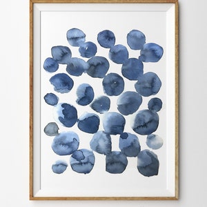 Skandinavische Kunst, Minimalistischer Druck, Aquarell Muster, Zeitgenössisches Wohndekor, Abstrakte Kunst Poster, marineblauer Aquarell Kunstdruck