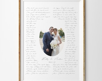 Vintage Style Wedding Song Lyrics Print One Year Paper Anniversary Gift