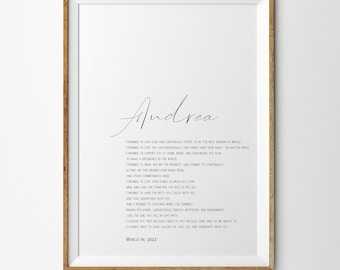 Wedding vows Wall Art, Personalized vows Poster, First anniversary gift, your vows framed print, One year wedding anniversary gift
