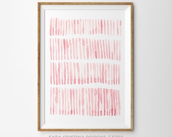 Blush Pink Watercolor Art Print, Modern Minimalist Decor