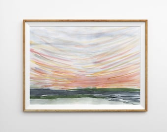 Impression de paysage aquarelle abstraite, décoration de chambre à coucher