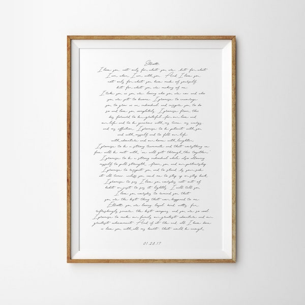 One year wedding anniversary gift, Wedding vows art print poster, Personalized vows Poster, First anniversary gift, your vows art print