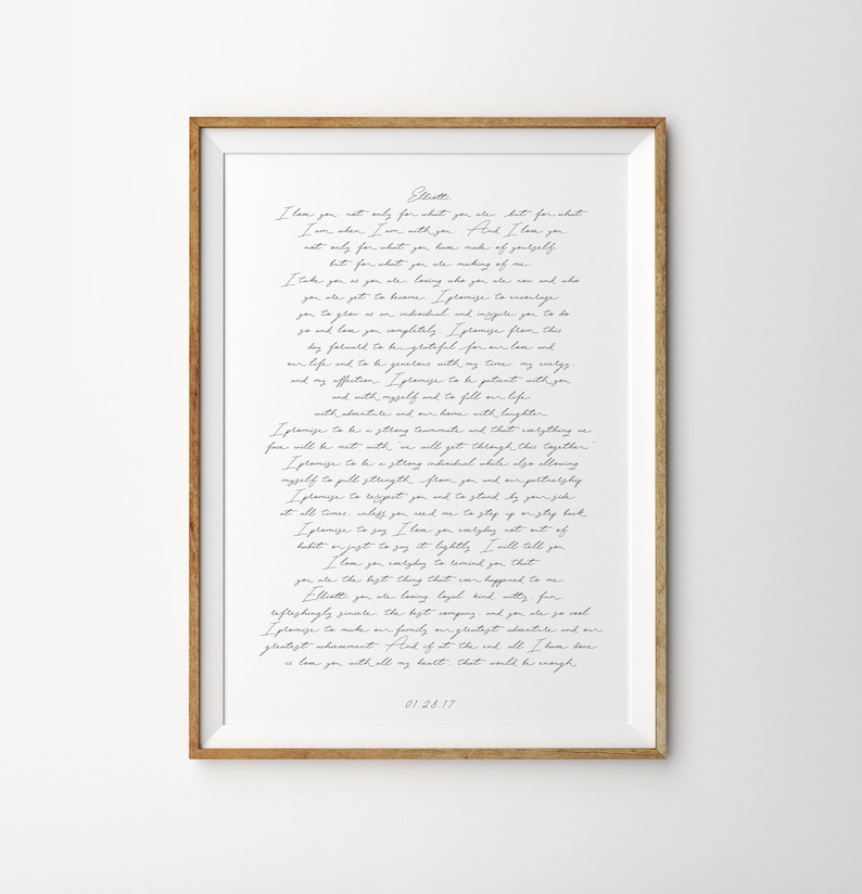 Wedding vows art, wedding vows print, personalized vow poster, first anniversary gift for husband, modern wedding vows art, your own vows print, wedding vows poster