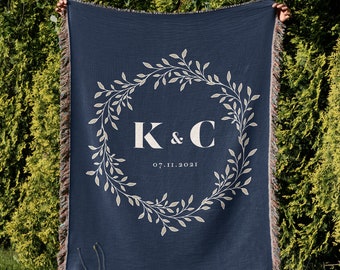 Custom Throw Blanket Couple Name cotton anniversary gift Husband second anniversary gift wife cotton anniversary personalized blanket