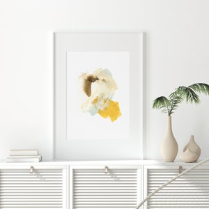 Gelb Abstrakte Kunst Poster neutral Mid Century Aquarell Kunstdruck Große Wand Kunstdrucke Minimalistischer Druck moderne Deko Wohnzimmer